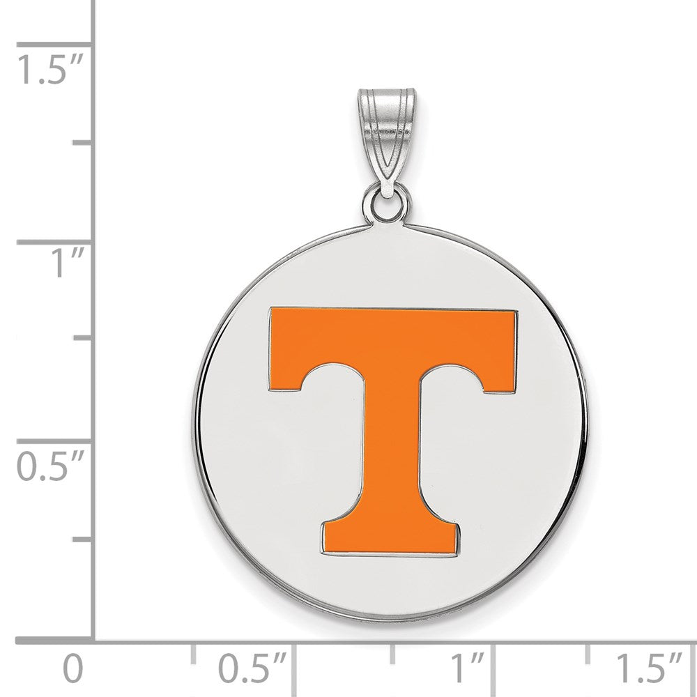 Sterling Silver Rhodium-plated LogoArt University of Tennessee Letter T Extra Large Enameled Disc Pendant