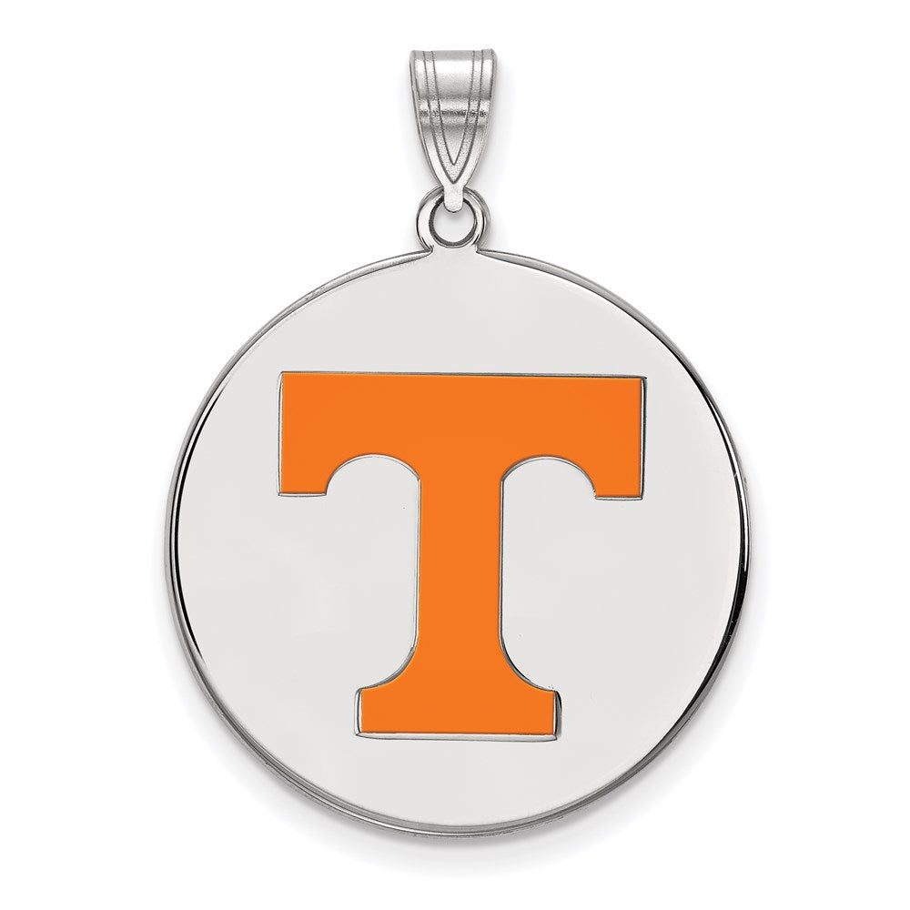 Sterling Silver Rhodium-plated LogoArt University of Tennessee Letter T Extra Large Enameled Disc Pendant