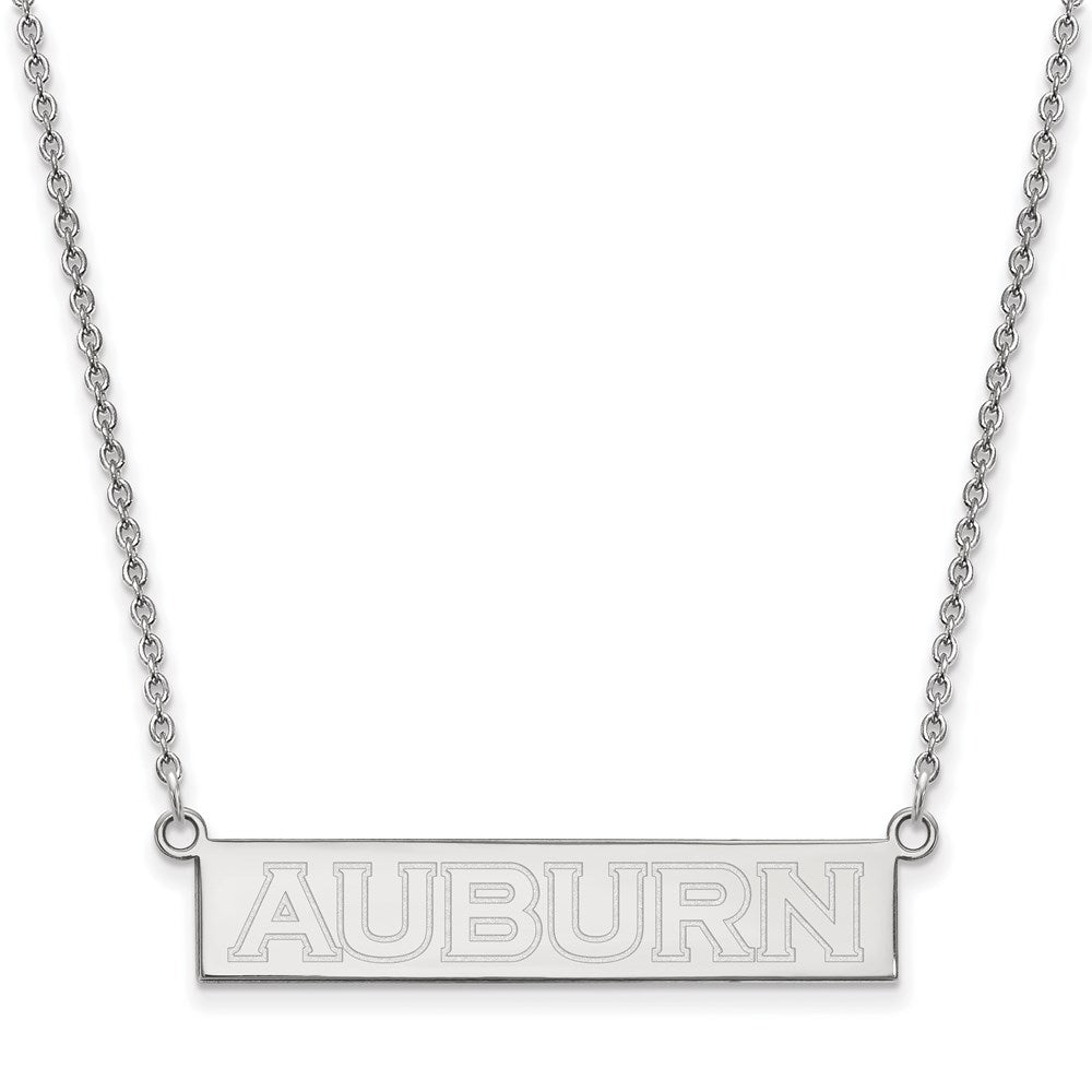 Sterling Silver Rhodium-plated LogoArt Auburn University Small Bar 18 inch Necklace