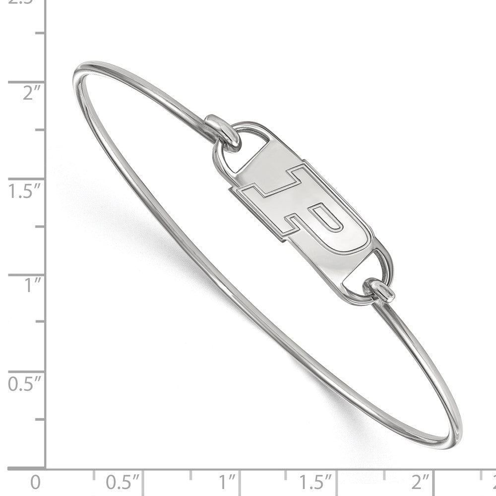 Sterling Silver Rhodium-plated LogoArt Purdue University Letter P Small Center 7 inch Wire Bangle