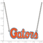 Sterling Silver Rhodium-plated LogoArt University of Florida Gators Script Large Enameled Pendant 18 inch Necklace