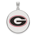 Sterling Silver Rhodium-plated LogoArt University of Georgia Letter G Extra Large Enameled Disc Pendant