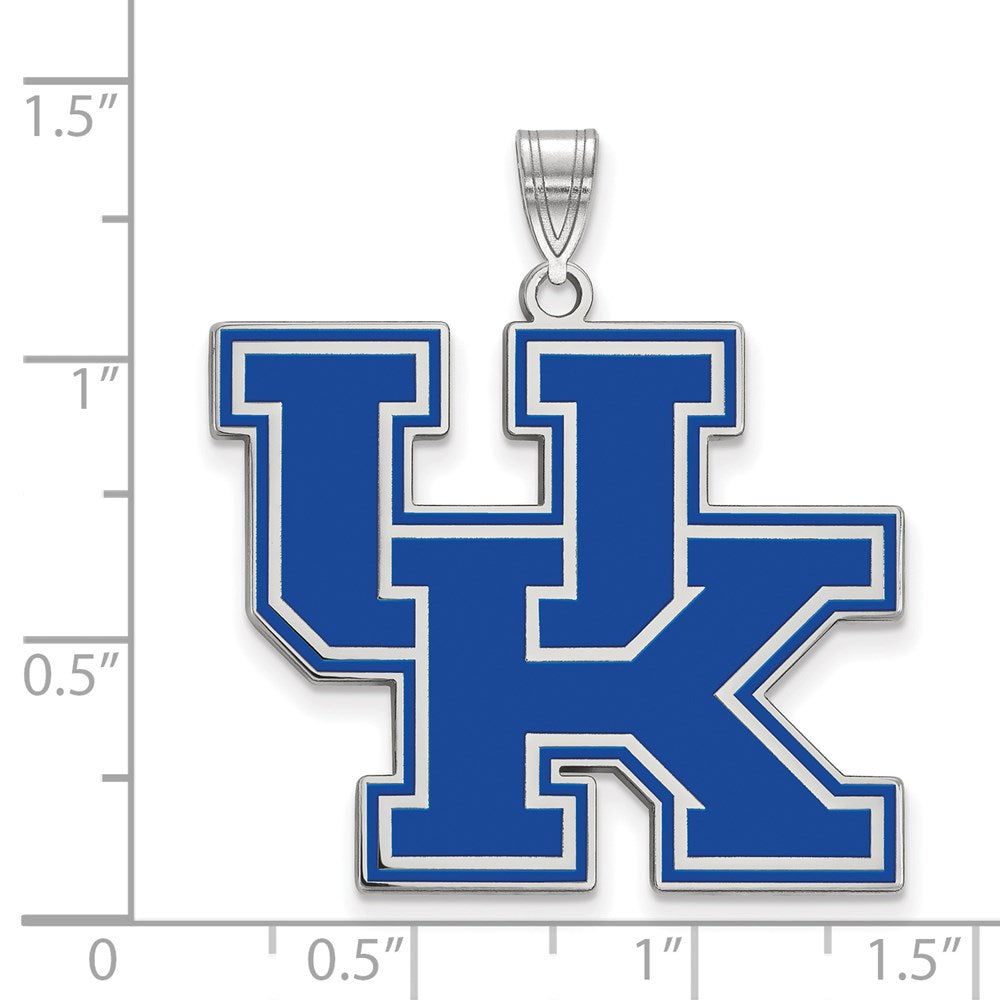 Sterling Silver Rhodium-plated LogoArt University of Kentucky U-K Extra Large Enameled Pendant