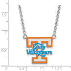 Sterling Silver Rhodium-plated LogoArt University of Tennessee Lady Volunteers Large Enameled Pendant 18 inch Necklace