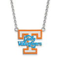 Sterling Silver Rhodium-plated LogoArt University of Tennessee Lady Volunteers Large Enameled Pendant 18 inch Necklace