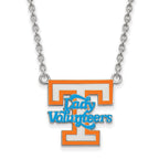 Sterling Silver Rhodium-plated LogoArt University of Tennessee Lady Volunteers Large Enameled Pendant 18 inch Necklace