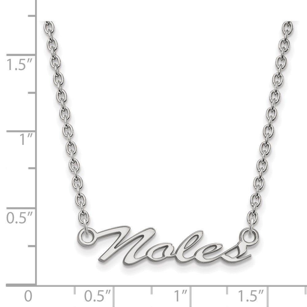 Sterling Silver Rhodium-plated LogoArt Florida State University Noles Script Medium Pendant 18 inch Necklace