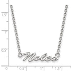 Sterling Silver Rhodium-plated LogoArt Florida State University Noles Script Medium Pendant 18 inch Necklace