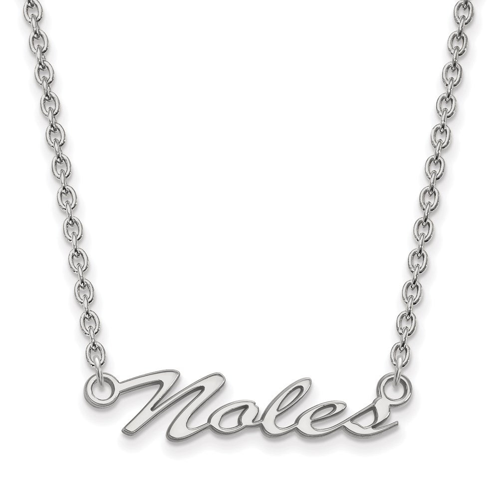 Sterling Silver Rhodium-plated LogoArt Florida State University Noles Script Medium Pendant 18 inch Necklace