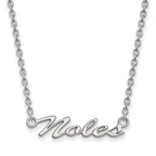 Sterling Silver Rhodium-plated LogoArt Florida State University Noles Script Medium Pendant 18 inch Necklace