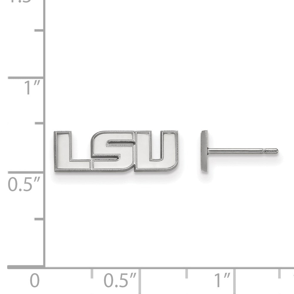 14k White Gold LogoArt Louisiana State University L-S-U Extra Small Post Earrings