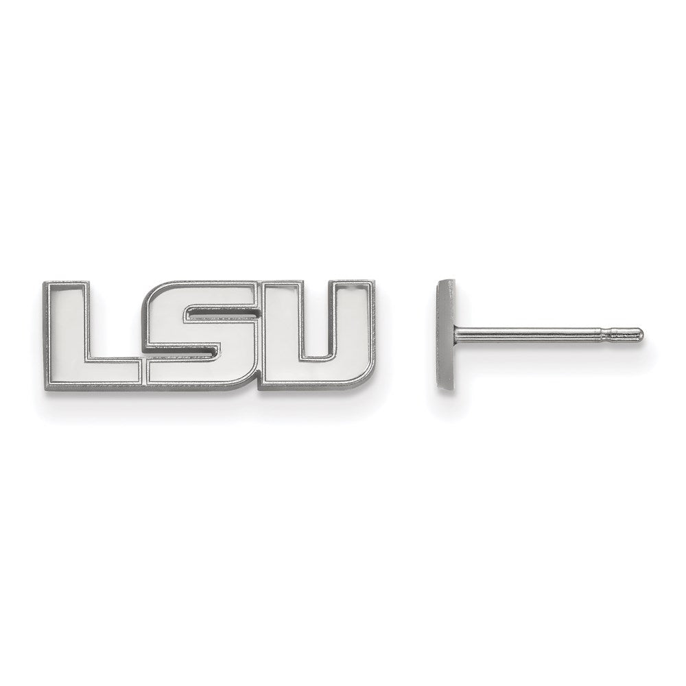 14k White Gold LogoArt Louisiana State University L-S-U Extra Small Post Earrings