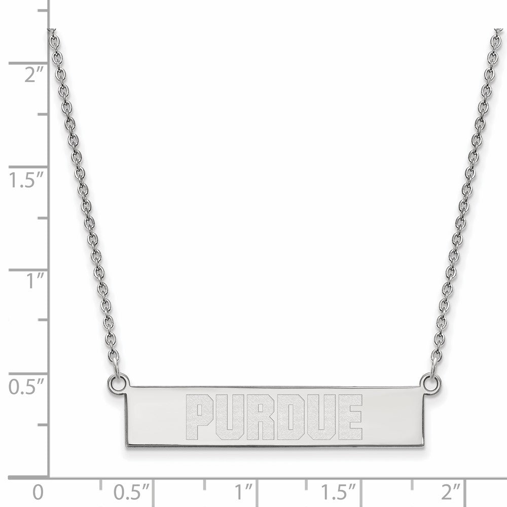 Sterling Silver Rhodium-plated LogoArt Purdue University Small Bar 18 inch Necklace