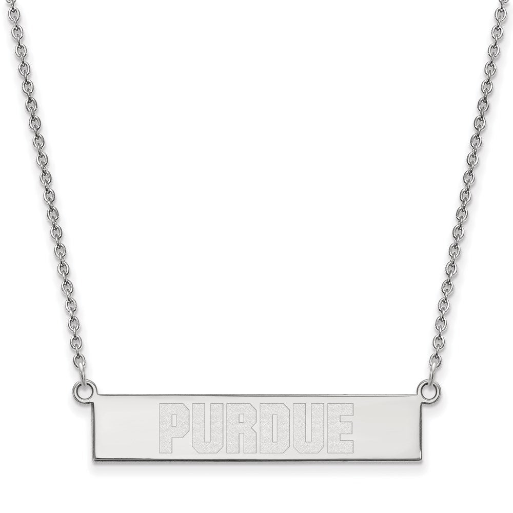 Sterling Silver Rhodium-plated LogoArt Purdue University Small Bar 18 inch Necklace
