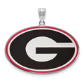 Sterling Silver Rhodium-plated LogoArt University of Georgia Letter G Extra Large Enameled Pendant