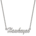 Sterling Silver Rhodium-plated LogoArt University of Iowa Hawkeyes Script Medium Pendant 18 inch Necklace