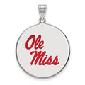 Sterling Silver Rhodium-plated LogoArt University of Mississippi Ole Miss Extra Large Enameled Disc Pendant