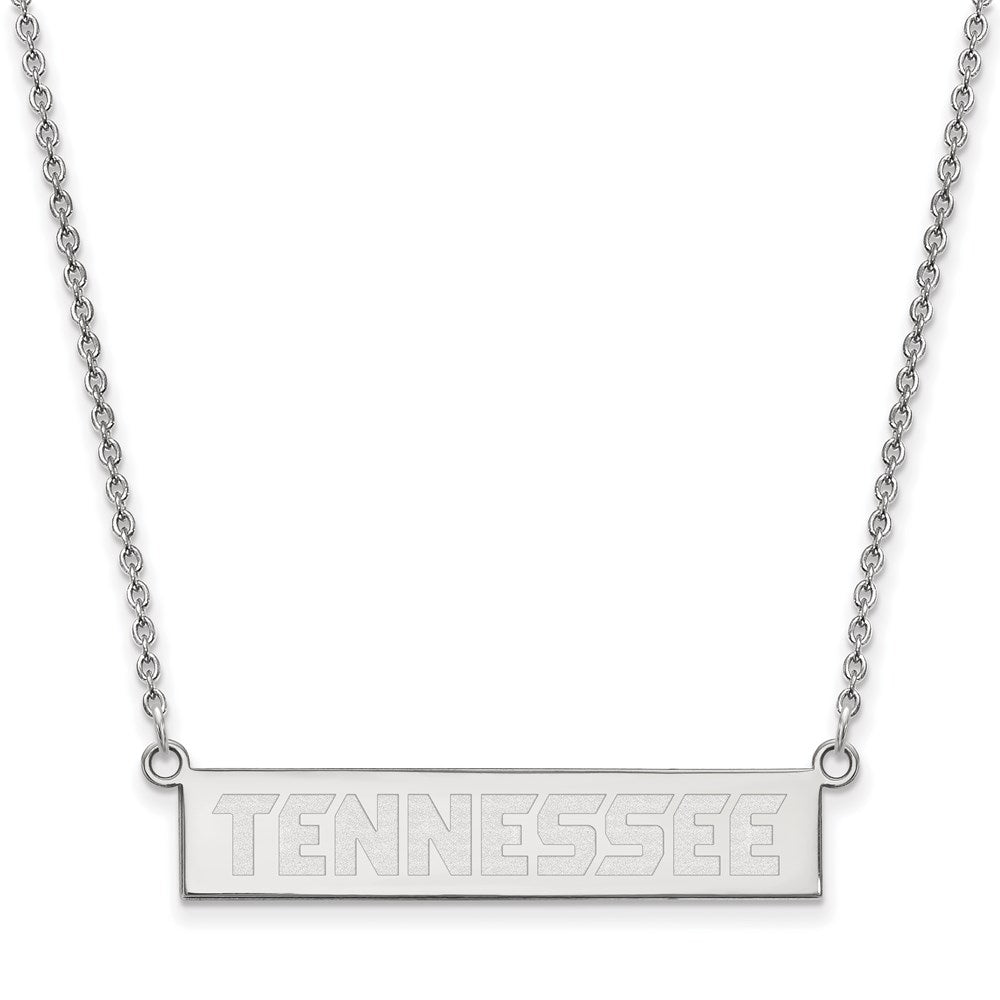 Sterling Silver Rhodium-plated LogoArt University of Tennessee Small Bar 18 inch Necklace