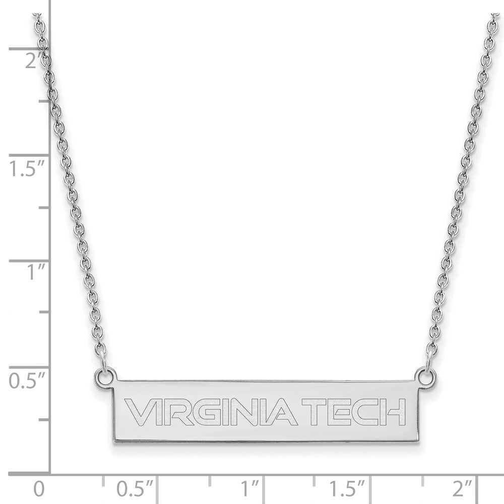 Sterling Silver Rhodium-plated LogoArt Virginia Tech Small Bar 18 inch Necklace