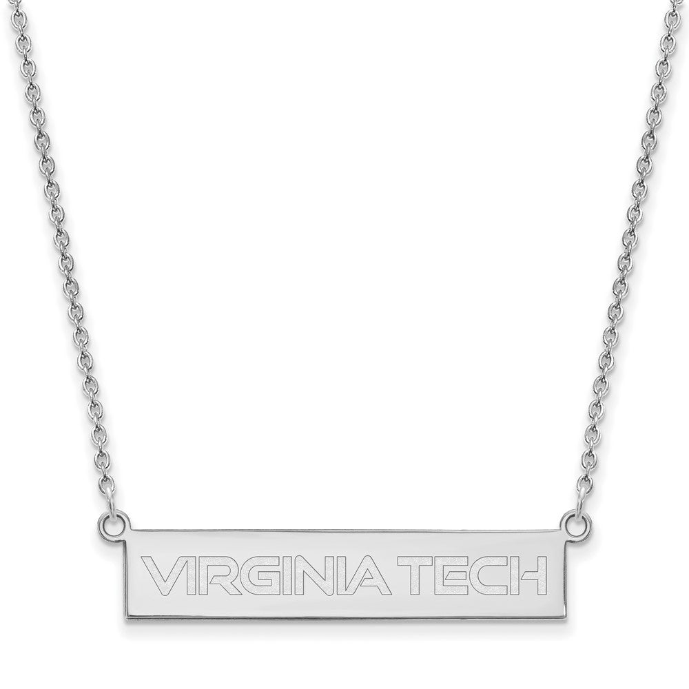 Sterling Silver Rhodium-plated LogoArt Virginia Tech Small Bar 18 inch Necklace