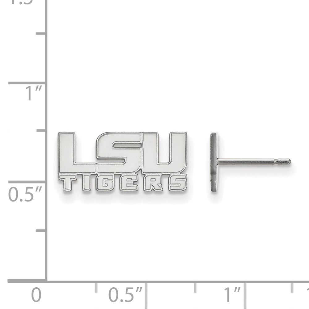 14k White Gold LogoArt Louisiana State University L-S-U Tigers Extra Small Post Earrings