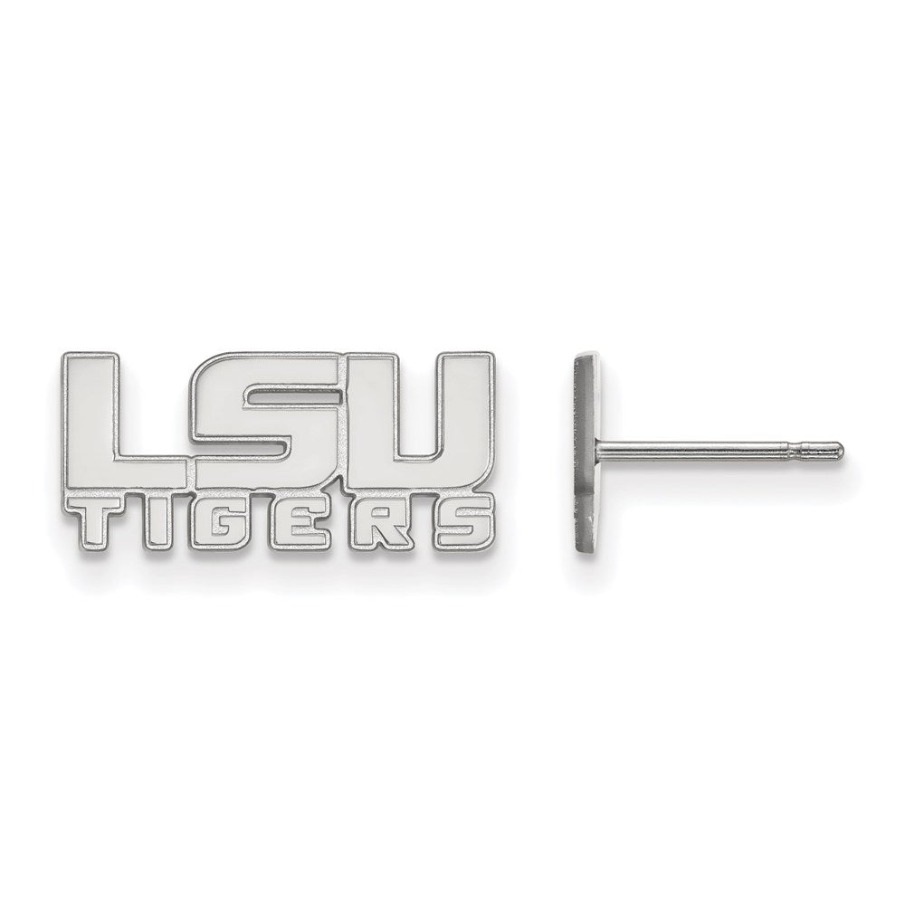 10k White Gold LogoArt Louisiana State University L-S-U Tigers Extra Small Post Earrings