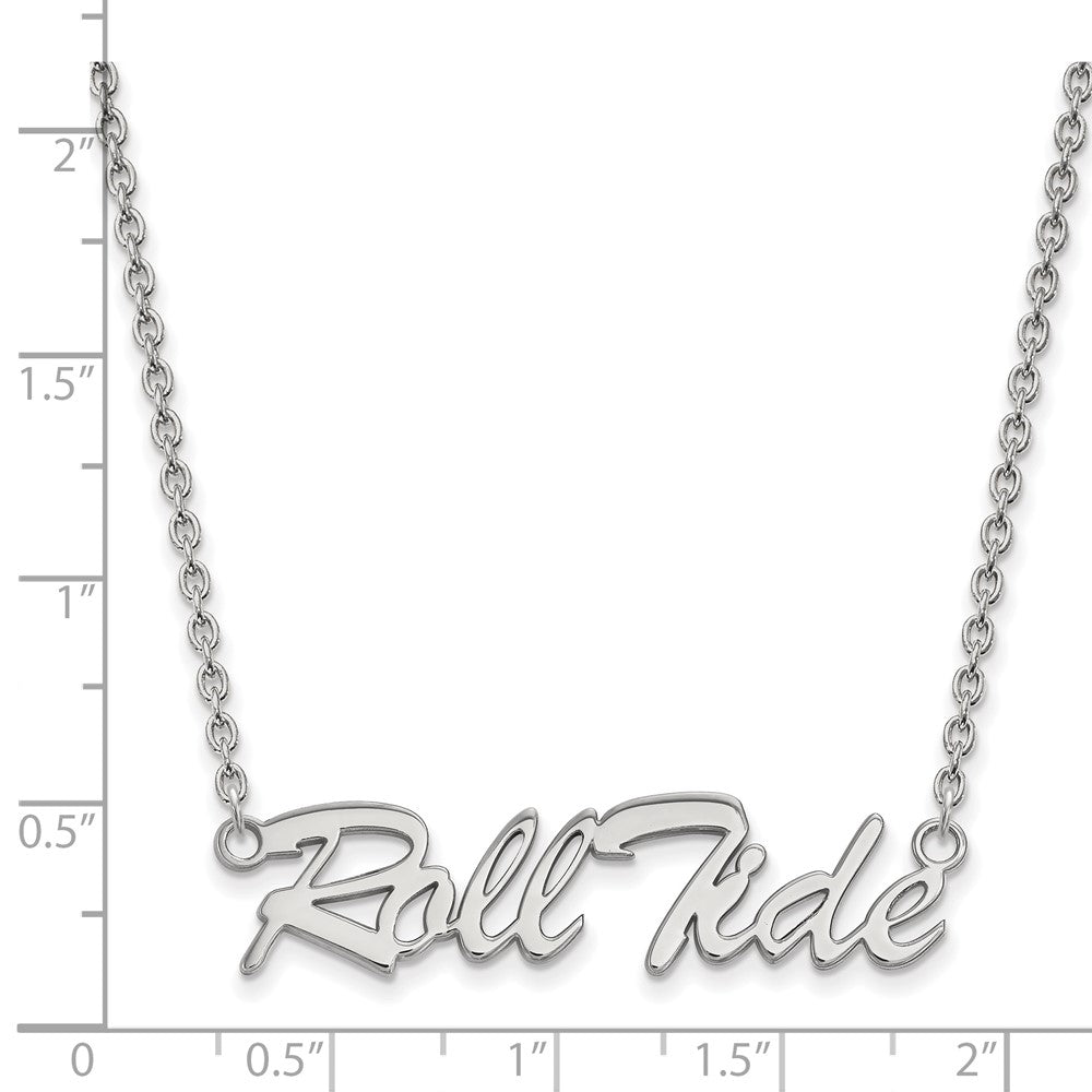 Sterling Silver Rhodium-plated LogoArt University of Alabama Roll Tide Script Large Pendant 18 inch Necklace