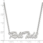 Sterling Silver Rhodium-plated LogoArt University of Alabama Roll Tide Script Large Pendant 18 inch Necklace