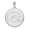 10k White Gold LogoArt University of Iowa Hawk Extra Large Round Disc Pendant