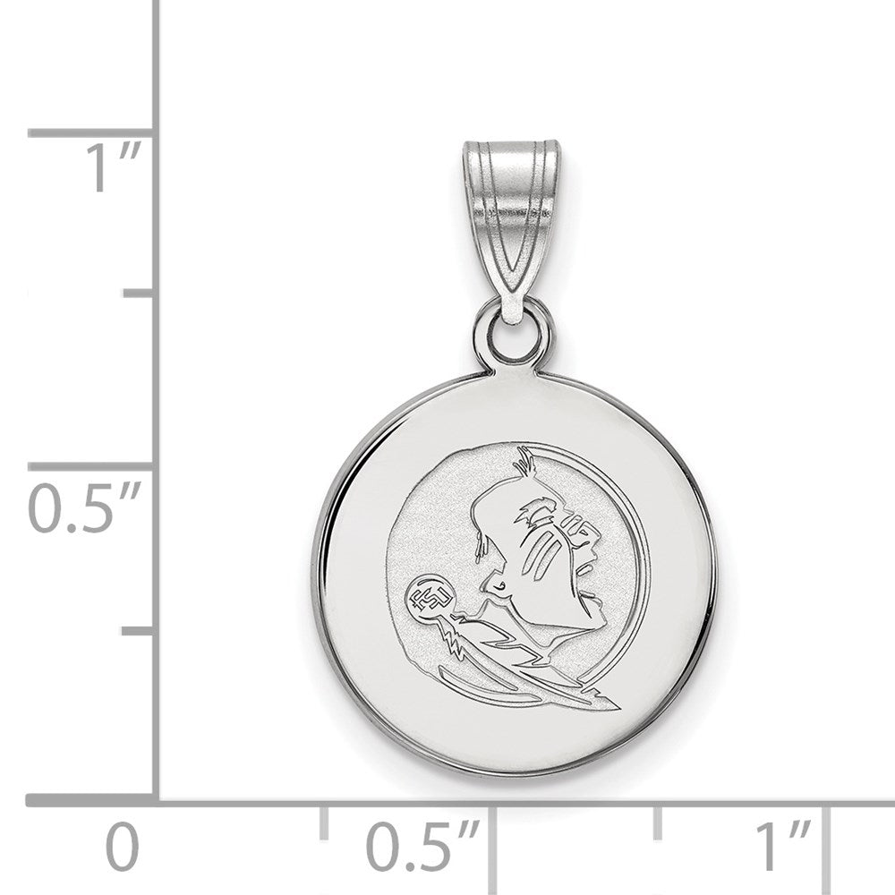 14k White Gold LogoArt Florida State University Seminole Medium Disc Pendant