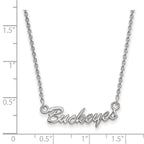 10k White Gold LogoArt The Ohio State University Small Buckeyes Script 18 inch Necklace