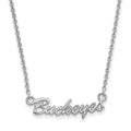10k White Gold LogoArt The Ohio State University Small Buckeyes Script 18 inch Necklace