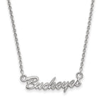 10k White Gold LogoArt The Ohio State University Small Buckeyes Script 18 inch Necklace