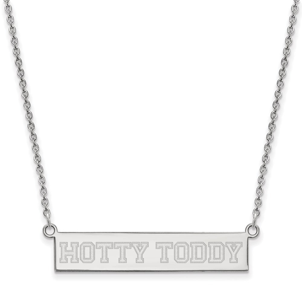 Sterling Silver Rhodium-plated LogoArt University of Mississippi Hotty Toddy Small Bar 18 inch Necklace
