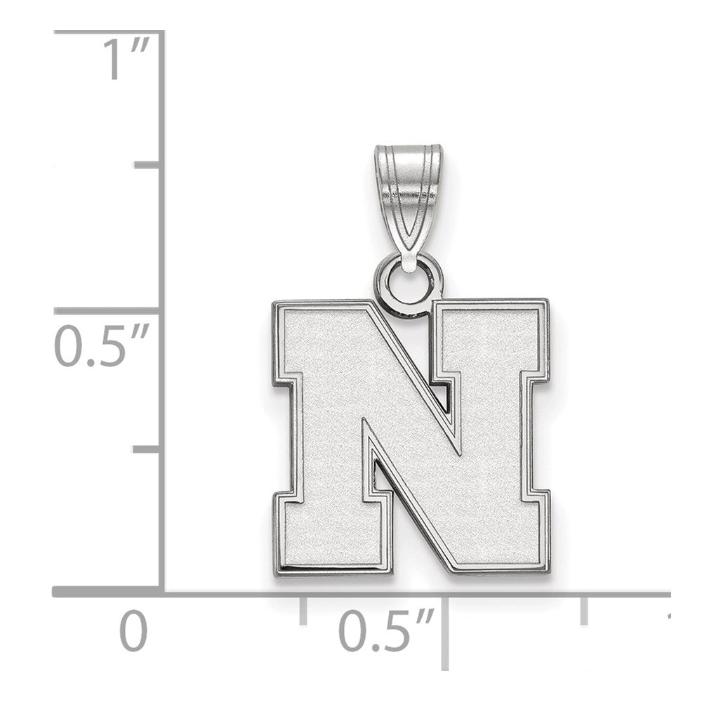14k White Gold LogoArt University of Nebraska Letter N Small Pendant