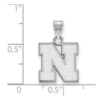 10k White Gold LogoArt University of Nebraska Letter N Small Pendant