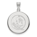 Sterling Silver Rhodium-plated LogoArt Florida State University Seminole Large Disc Pendant