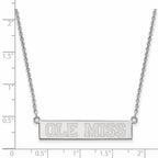 Sterling Silver Rhodium-plated LogoArt University of Mississippi Ole Miss Small Bar 18 inch Necklace