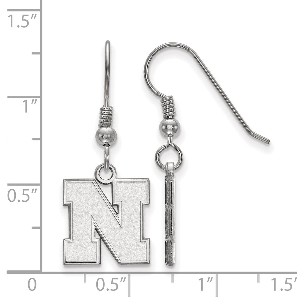 Sterling Silver Rhodium-plated LogoArt University of Nebraska Letter N Small Dangle Wire Earrings