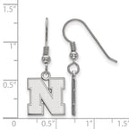 Sterling Silver Rhodium-plated LogoArt University of Nebraska Letter N Small Dangle Wire Earrings