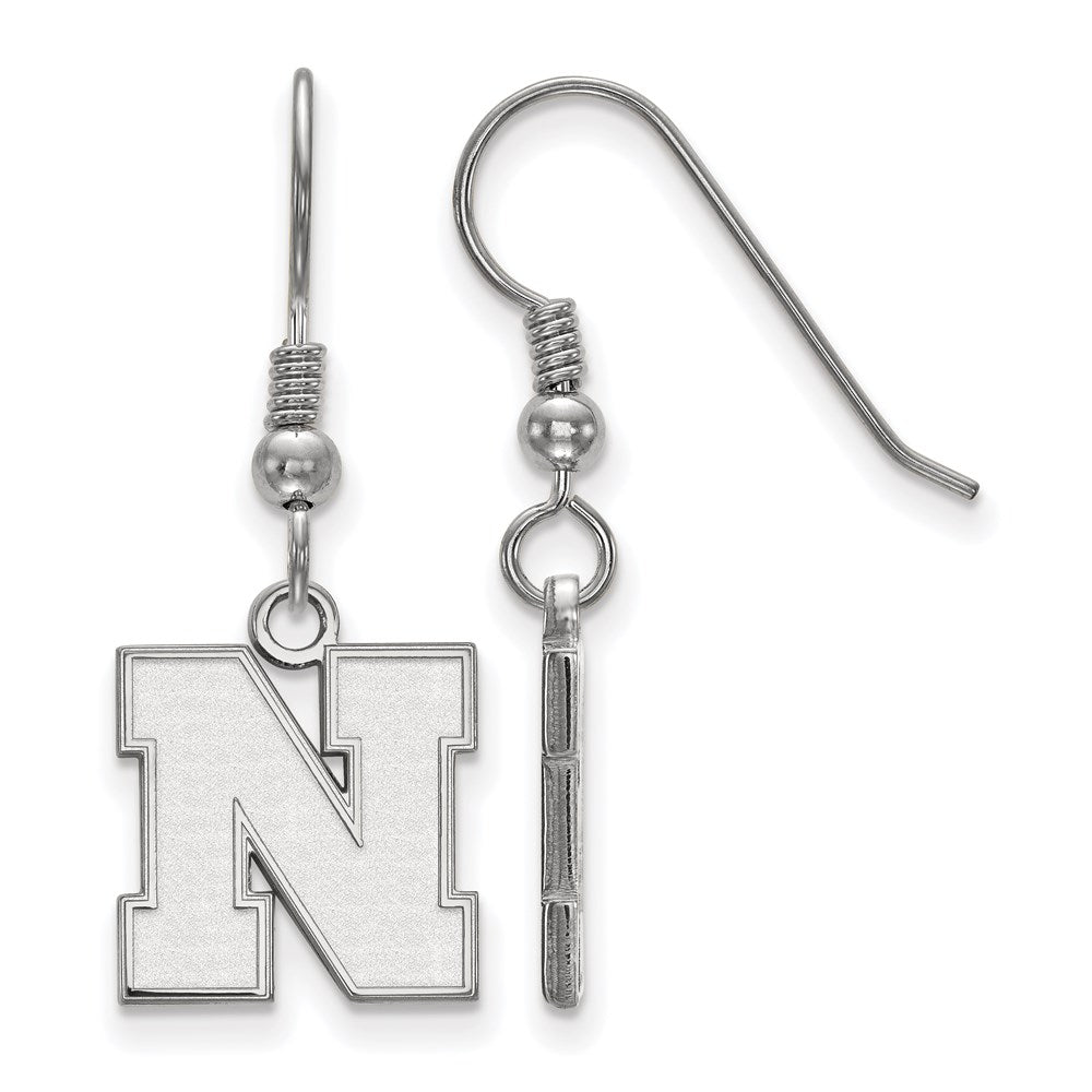 Sterling Silver Rhodium-plated LogoArt University of Nebraska Letter N Small Dangle Wire Earrings