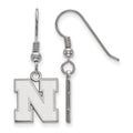 Sterling Silver Rhodium-plated LogoArt University of Nebraska Letter N Small Dangle Wire Earrings