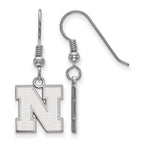 Sterling Silver Rhodium-plated LogoArt University of Nebraska Letter N Small Dangle Wire Earrings