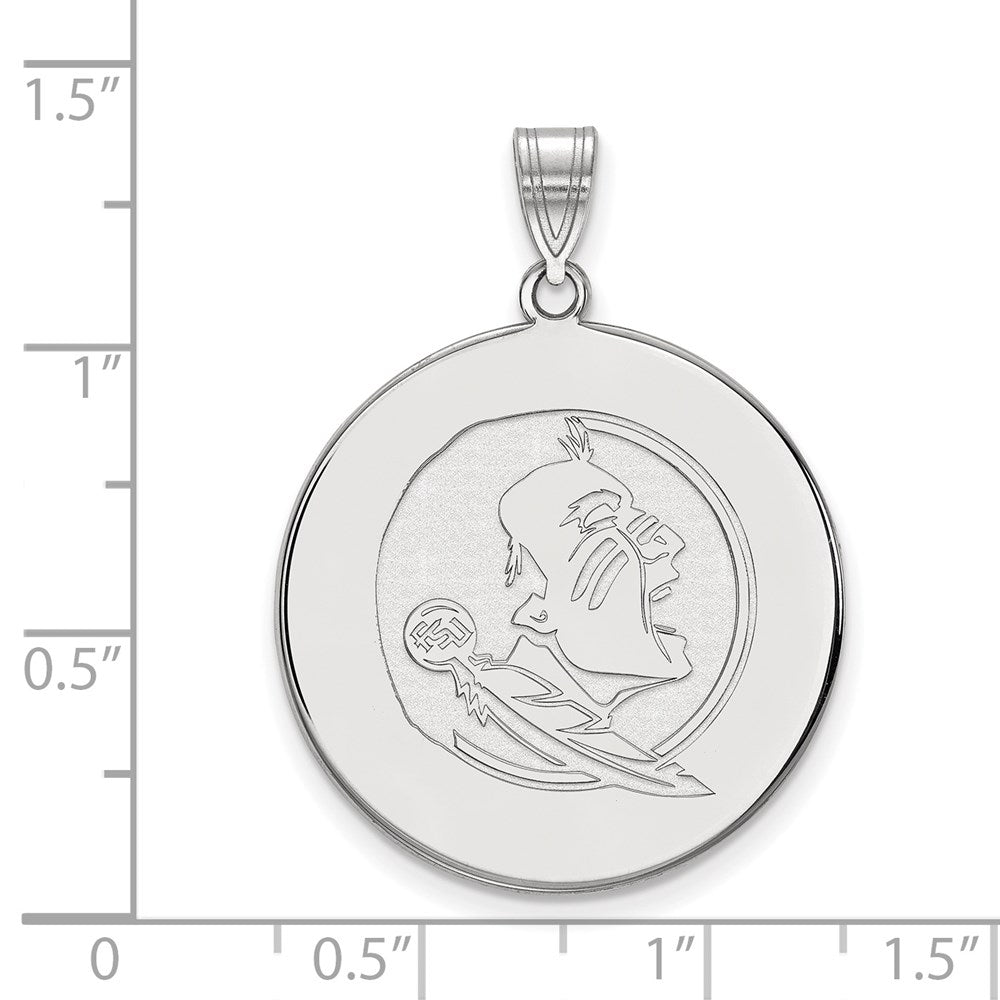 10k White Gold LogoArt Florida State University Seminole Extra Large Disc Pendant