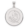 10k White Gold LogoArt Florida State University Seminole Extra Large Disc Pendant