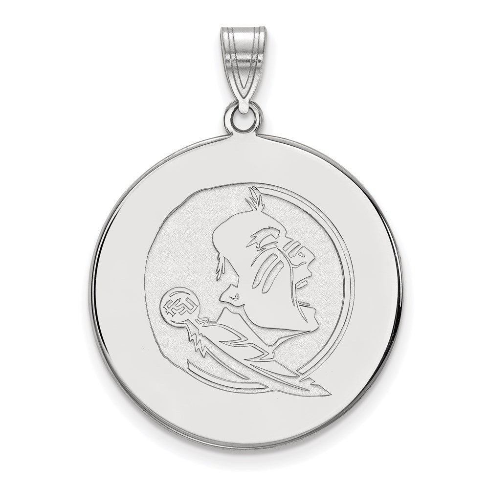 14k White Gold LogoArt Florida State University Seminole Extra Large Disc Pendant