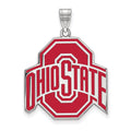 Sterling Silver Rhodium-plated LogoArt The Ohio State University Extra Large Enameled Pendant