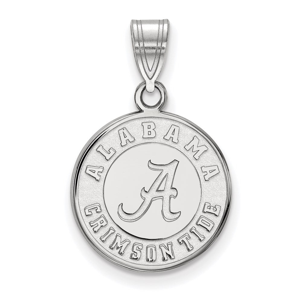 Sterling Silver Rhodium-plated LogoArt University of Alabama Crimson Tide Medium Disc Pendant