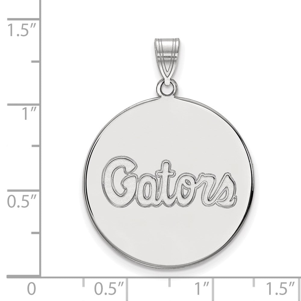 10k White Gold LogoArt University of Florida Gators Script Extra Large Disc Pendant