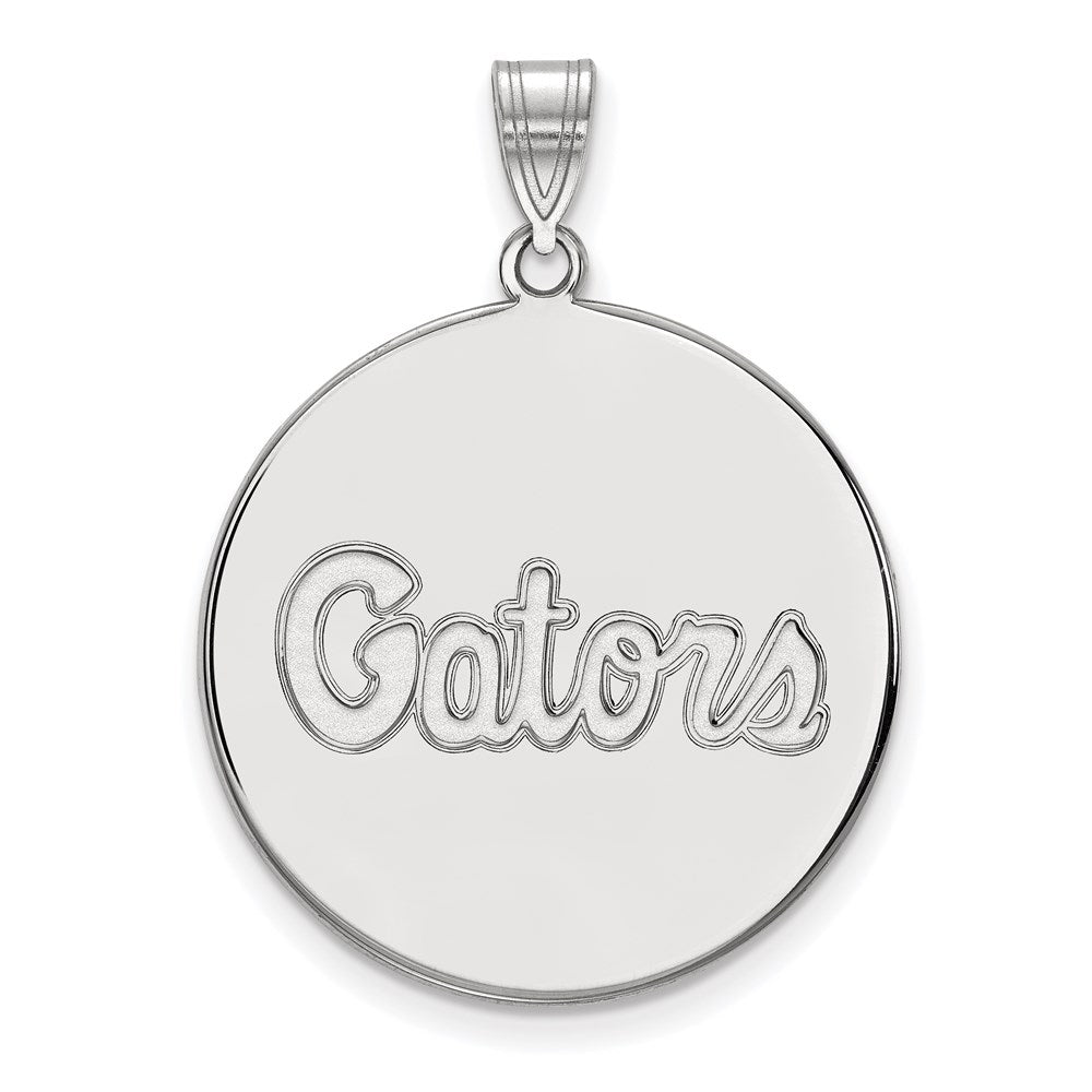 14k White Gold LogoArt University of Florida Gators Script Extra Large Disc Pendant